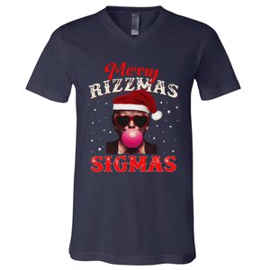 Merry Rizz Mas Sigmas Gen Alpha Trump Santa Christmas V-Neck T-Shirt