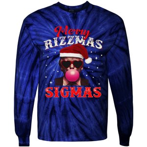 Merry Rizz Mas Sigmas Gen Alpha Trump Santa Christmas Tie-Dye Long Sleeve Shirt