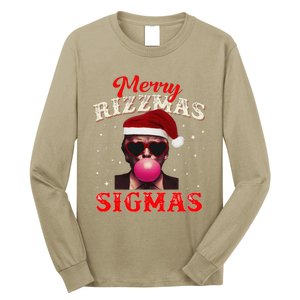 Merry Rizz Mas Sigmas Gen Alpha Trump Santa Christmas Long Sleeve Shirt