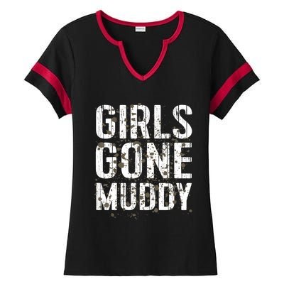 Mud Run Marathon Runner Girl Gone Muddy Mudding Ladies Halftime Notch Neck Tee