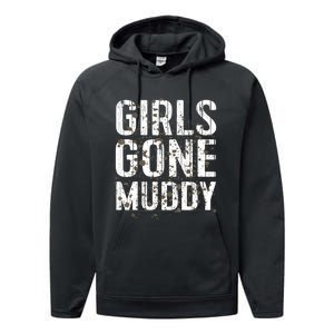 Mud Run Marathon Runner Girl Gone Muddy Mudding Performance Fleece Hoodie