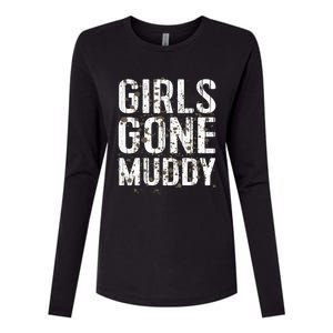 Mud Run Marathon Runner Girl Gone Muddy Mudding Womens Cotton Relaxed Long Sleeve T-Shirt