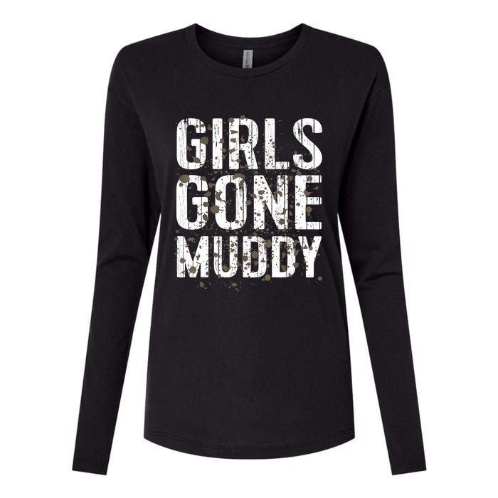 Mud Run Marathon Runner Girl Gone Muddy Mudding Womens Cotton Relaxed Long Sleeve T-Shirt