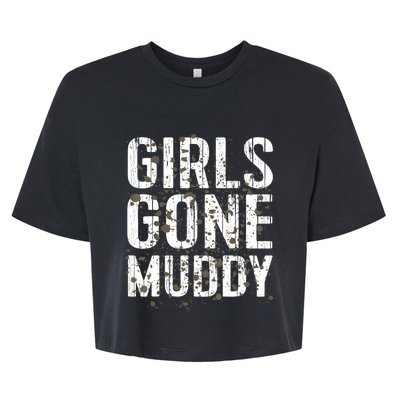 Mud Run Marathon Runner Girl Gone Muddy Mudding Bella+Canvas Jersey Crop Tee