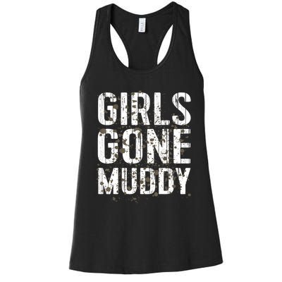 Mud Run Marathon Runner Girl Gone Muddy Mudding Women's Racerback Tank