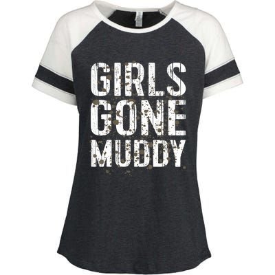 Mud Run Marathon Runner Girl Gone Muddy Mudding Enza Ladies Jersey Colorblock Tee