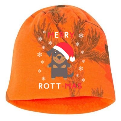 Merry Rott Mas Funny Gift Funny Christmas Rottweiler Xmas Dog Funny Gift Kati - Camo Knit Beanie