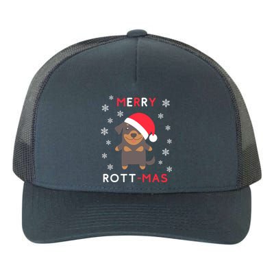 Merry Rott Mas Funny Gift Funny Christmas Rottweiler Xmas Dog Funny Gift Yupoong Adult 5-Panel Trucker Hat