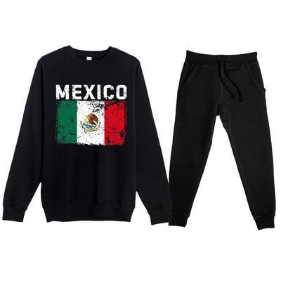 Mexico Roots Mexican Flag Pride Hispanic Heritage Premium Crewneck Sweatsuit Set