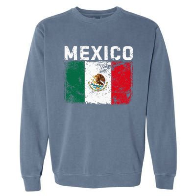 Mexico Roots Mexican Flag Pride Hispanic Heritage Garment-Dyed Sweatshirt