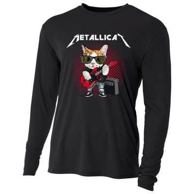 Metallicat Rock Music Funny Parody Cat Lovers Concert Cooling Performance Long Sleeve Crew