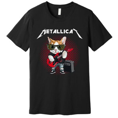 Metallicat Rock Music Funny Parody Cat Lovers Concert Premium T-Shirt