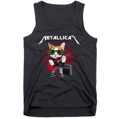 Metallicat Rock Music Funny Parody Cat Lovers Concert Tank Top