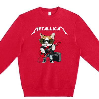 Metallicat Rock Music Funny Parody Cat Lovers Concert Premium Crewneck Sweatshirt