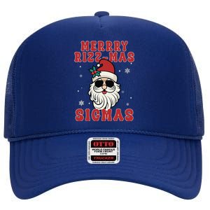 Merry Rizz Mas Sigmas Gen Alpha Middle School Christmas High Crown Mesh Back Trucker Hat