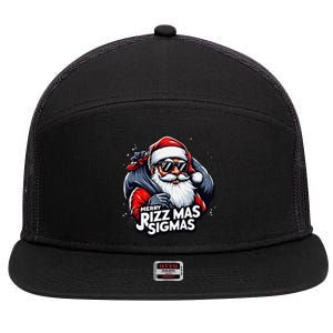 Merry Rizz Mas Sigmas Gen Alpha Middle School Christmas 7 Panel Mesh Trucker Snapback Hat