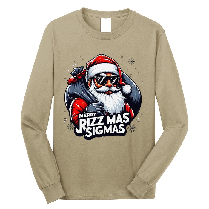 Merry Rizz Mas Sigmas Gen Alpha Middle School Christmas Long Sleeve Shirt