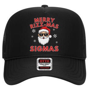 Merry Rizz Mas Sigmas Gen Alpha Middle School Christmas High Crown Mesh Back Trucker Hat