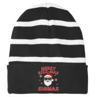 Merry Rizz Mas Sigmas Gen Alpha Middle School Christmas Striped Beanie with Solid Band