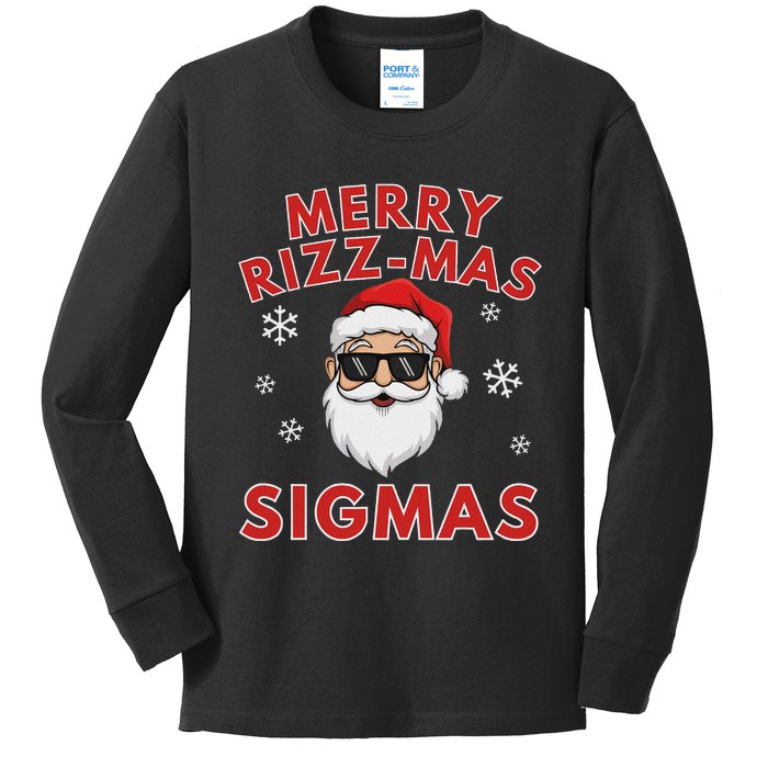 Merry Rizz Mas Sigmas Gen Alpha Middle School Christmas Kids Long Sleeve Shirt