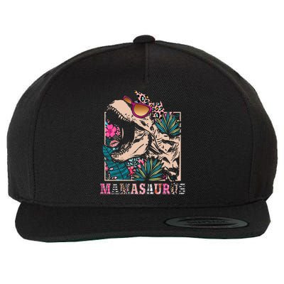 Mamasaurus Rex Mom Dinosaur Leopard Flower Trex Mama Saurus Wool Snapback Cap