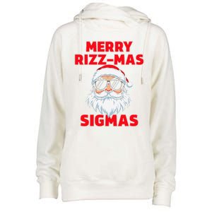 Merry Rizz Mas Sigmas Gen Alpha Middle School Christmas Womens Funnel Neck Pullover Hood