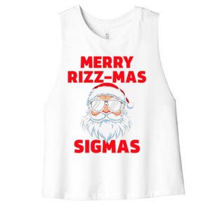 Merry Rizz Mas Sigmas Gen Alpha Middle School Christmas Women's Racerback Cropped Tank