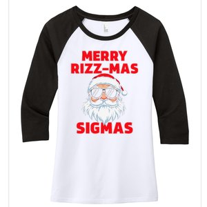 Merry Rizz Mas Sigmas Gen Alpha Middle School Christmas Women's Tri-Blend 3/4-Sleeve Raglan Shirt