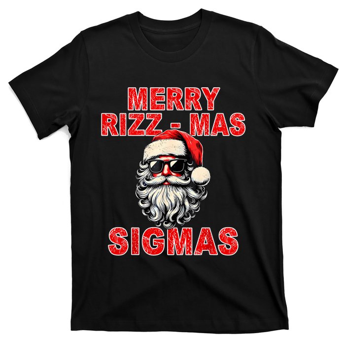 Merry Rizz Mas Sigmas Cool Santa Face Gen Alpha Christmas T-Shirt