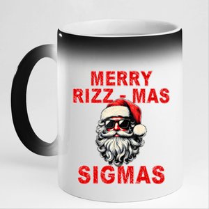 Merry Rizz Mas Sigmas Cool Santa Face Gen Alpha Christmas 11oz Black Color Changing Mug