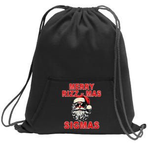 Merry Rizz Mas Sigmas Cool Santa Face Gen Alpha Christmas Sweatshirt Cinch Pack Bag