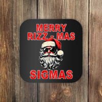 Merry Rizz Mas Sigmas Cool Santa Face Gen Alpha Christmas Coaster