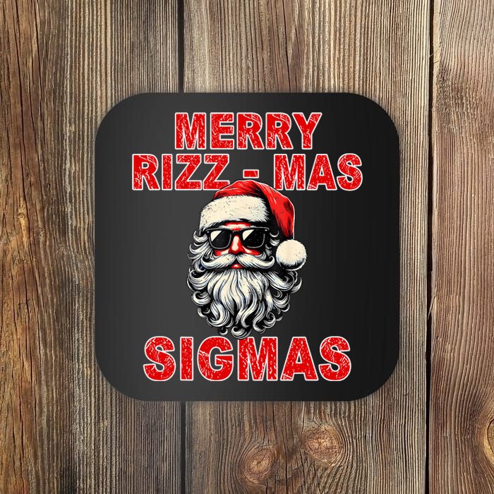 Merry Rizz Mas Sigmas Cool Santa Face Gen Alpha Christmas Coaster