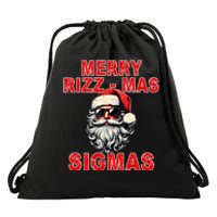 Merry Rizz Mas Sigmas Cool Santa Face Gen Alpha Christmas Drawstring Bag