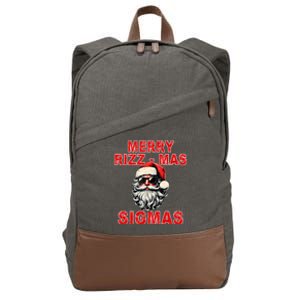 Merry Rizz Mas Sigmas Cool Santa Face Gen Alpha Christmas Cotton Canvas Backpack