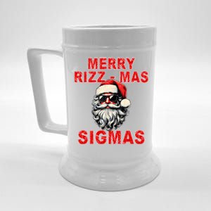 Merry Rizz Mas Sigmas Cool Santa Face Gen Alpha Christmas Beer Stein