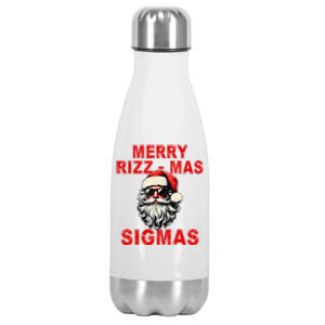 Merry Rizz Mas Sigmas Cool Santa Face Gen Alpha Christmas Stainless Steel Insulated Water Bottle