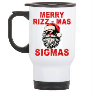 Merry Rizz Mas Sigmas Cool Santa Face Gen Alpha Christmas Stainless Steel Travel Mug