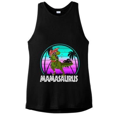 Mamasaurus Rex Mama Dinosaur Retro Dino Ladies PosiCharge Tri-Blend Wicking Tank