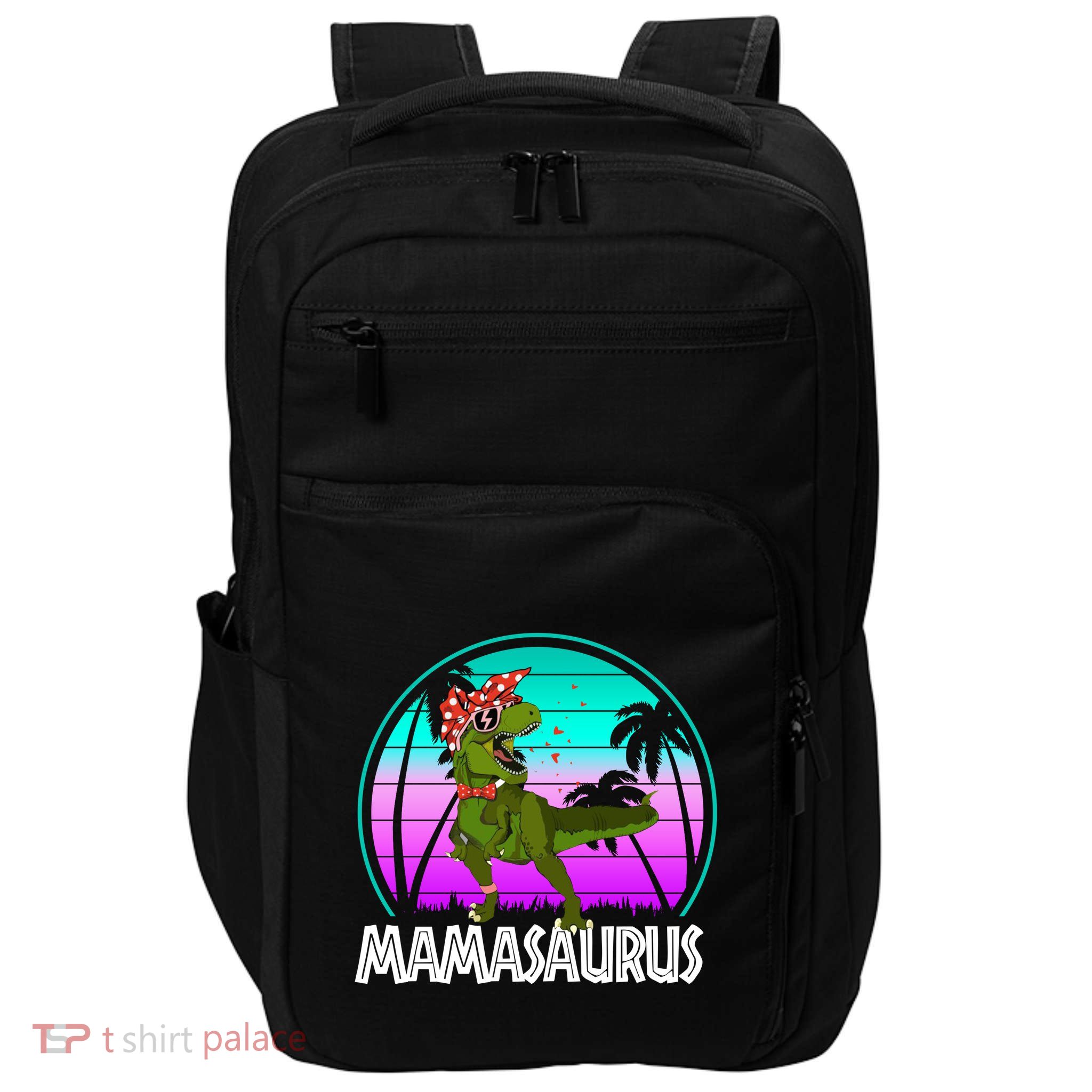 Mamasaurus Rex Mama Dinosaur Retro Dino Impact Tech Backpack
