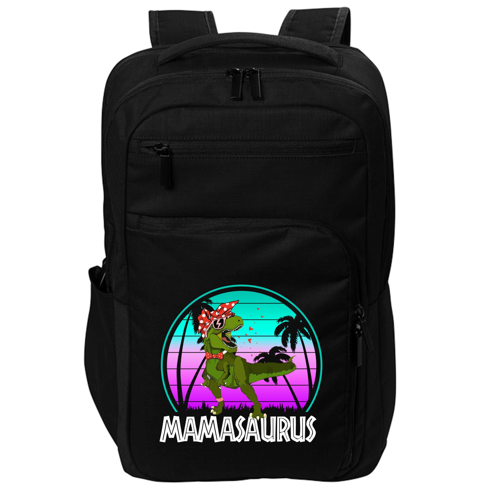Mamasaurus Rex Mama Dinosaur Retro Dino Impact Tech Backpack