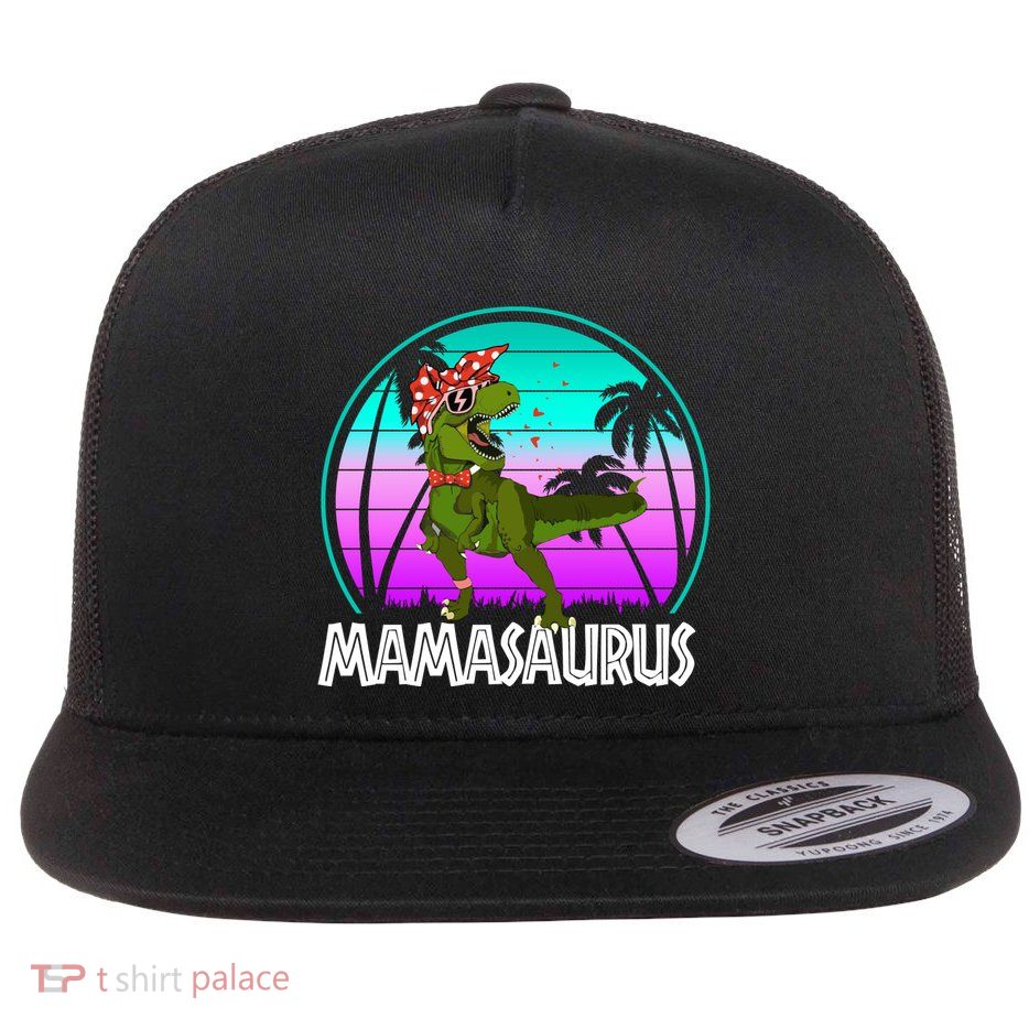 Mamasaurus Rex Mama Dinosaur Retro Dino Flatbill Hat