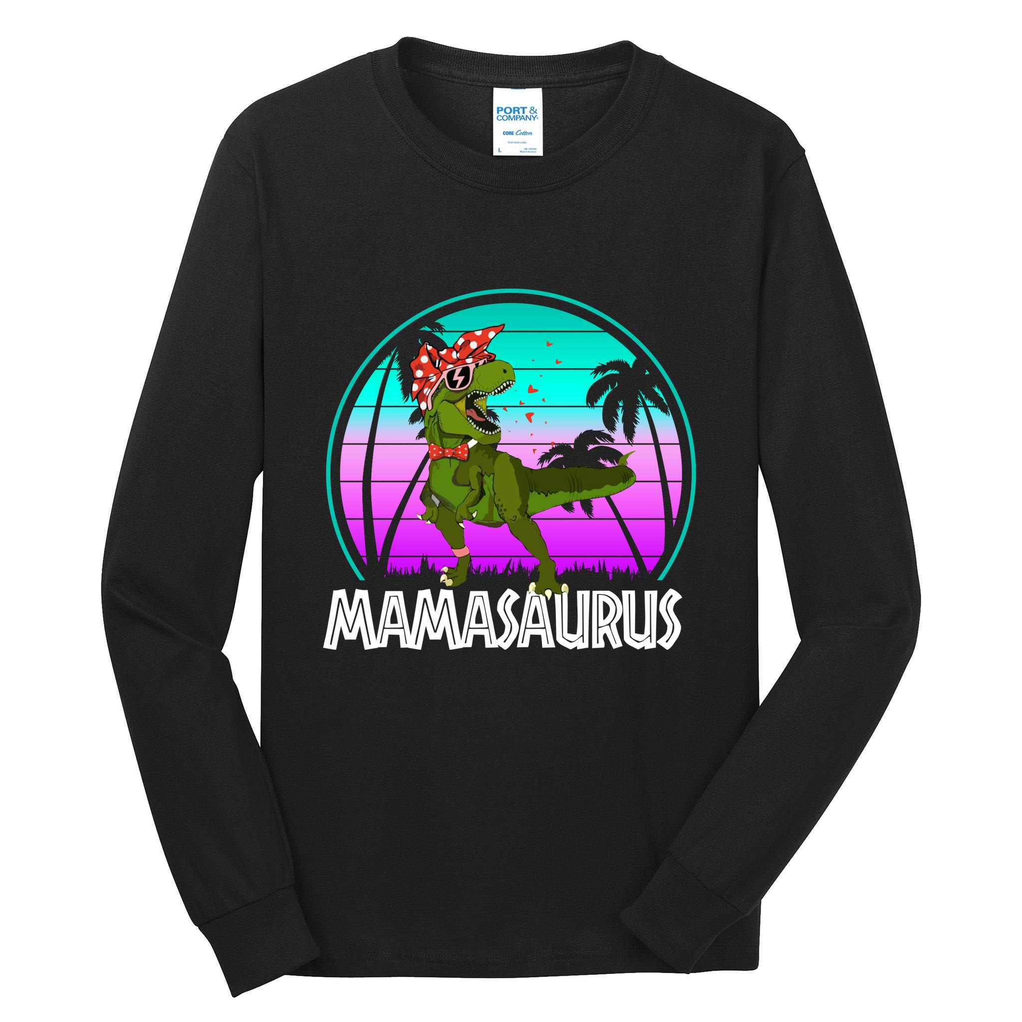 Mamasaurus Rex Mama Dinosaur Retro Dino Tall Long Sleeve T-Shirt
