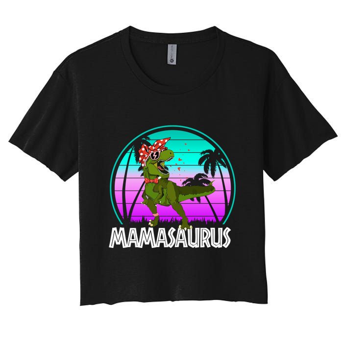 Mamasaurus Rex Mama Dinosaur Retro Dino Women's Crop Top Tee