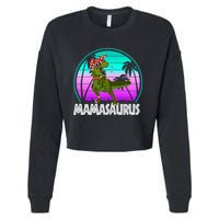 Mamasaurus Rex Mama Dinosaur Retro Dino Cropped Pullover Crew