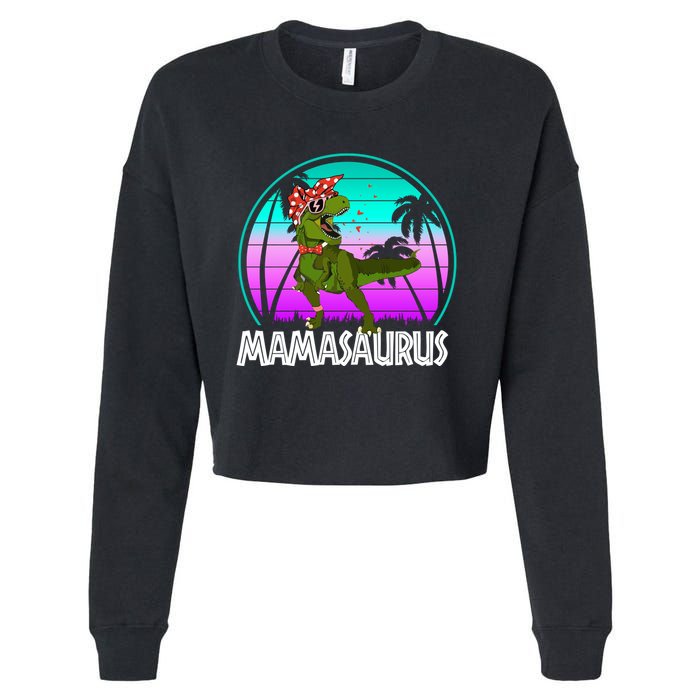 Mamasaurus Rex Mama Dinosaur Retro Dino Cropped Pullover Crew