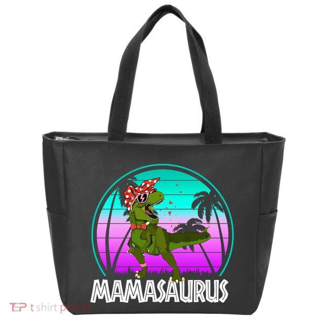 Mamasaurus Rex Mama Dinosaur Retro Dino Zip Tote Bag