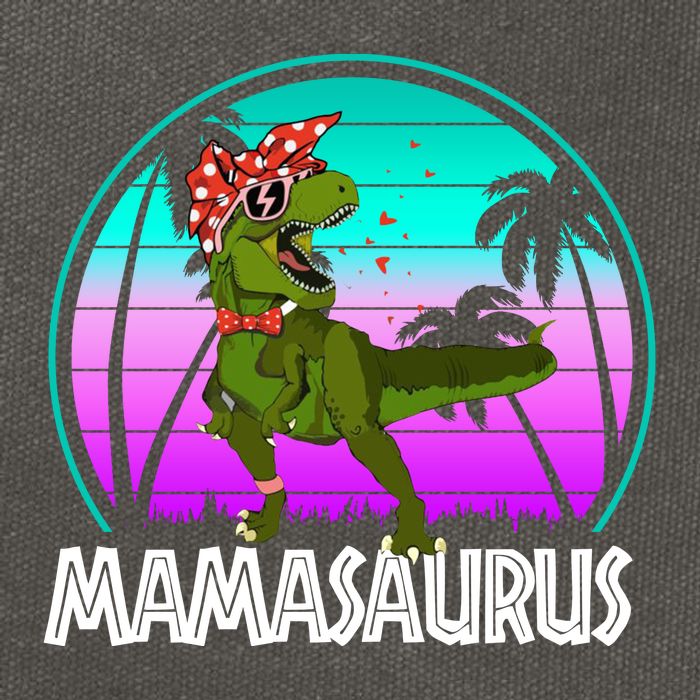Mamasaurus Rex Mama Dinosaur Retro Dino Cotton Canvas Backpack