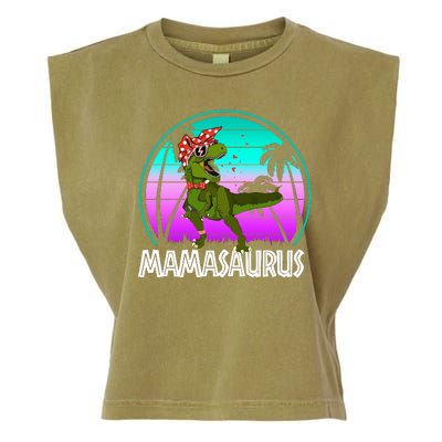 Mamasaurus Rex Mama Dinosaur Retro Dino Garment-Dyed Women's Muscle Tee