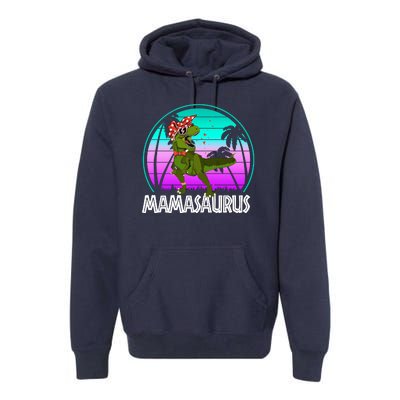 Mamasaurus Rex Mama Dinosaur Retro Dino Premium Hoodie